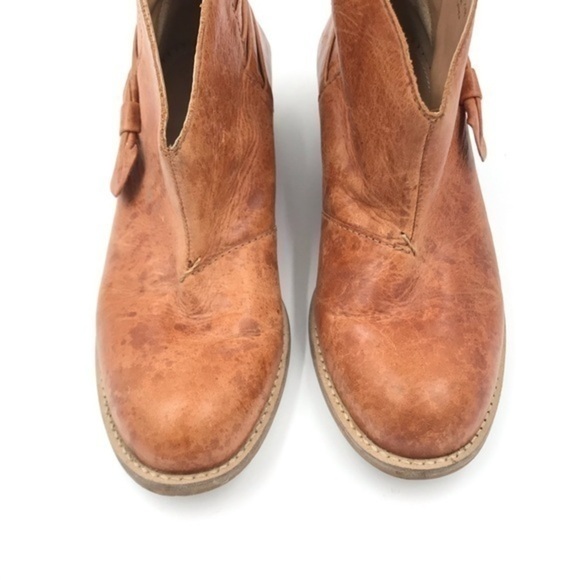 Anthropologie Miss Albright Cognac Leather Darla Ankle Boots Size 6.5 - Picture 8 of 13